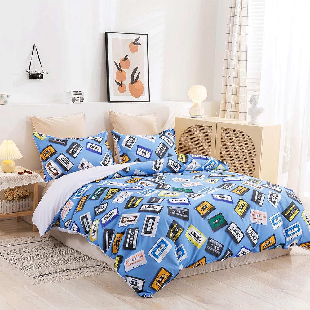 Game Duvet Cover Set Boys Teens Gamer Video Game Bedding Set for Kids Youth Gaming Comforter Cover Blue Game Controller