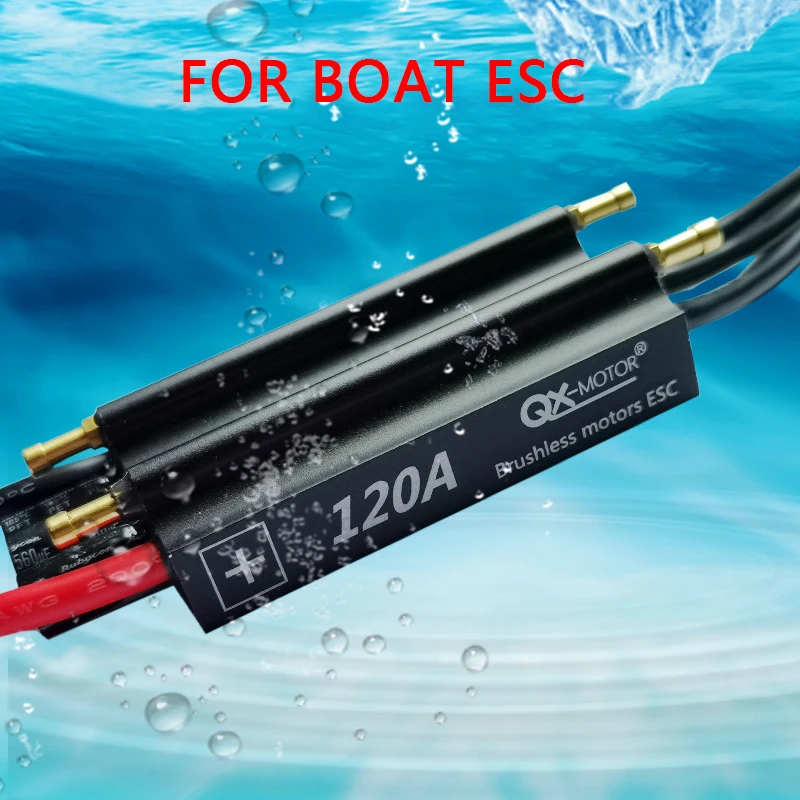 50A 120A QX-motor Waterproof Brushless ESC 2-6S Speed Controller for RC Boat Ship with BEC 5.5V/5A Water Cooling Syste