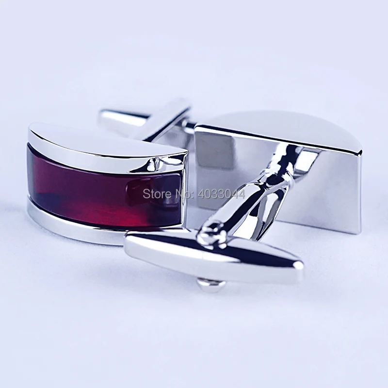 High Quality Silver Plated Garnet Stone Cuff link Men\'s Accessory Buttons for French Shirt Red Cat Eye Stone Cufflink for Party