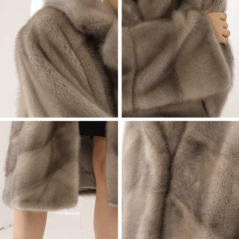 Real Mink Fur Coat Women Winter Natural Fur Coat Long Female Genuine Leather Mink Coats Ladies Plus Size Turn-down Collar 2020