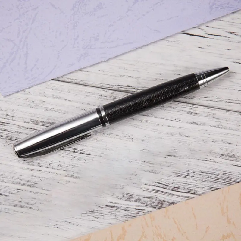 Rotary Bisnis Pena 0.5Mm Tinta Hitam Kulit Logam Ballpoint Pelajar Hadiah Kantor Perlengkapan Alat Tulis