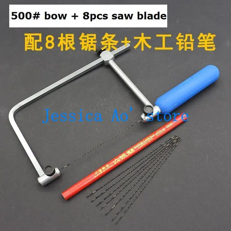 500# 400# Saw Bow with Mini Saw Blade Hand Saw Scroll Saw Blades Wood Jewelry Carving Micro Wire Jigsaw Carpenter Tools