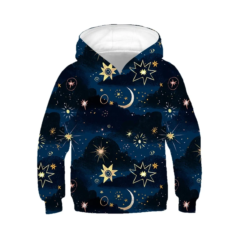 

Jumeast Boys Girls 3D Children Sweatshirt Starry Sky Stars Moon Spring Autumn Coat Long Sleeve Kids Cap Sport Pullover Hoodies