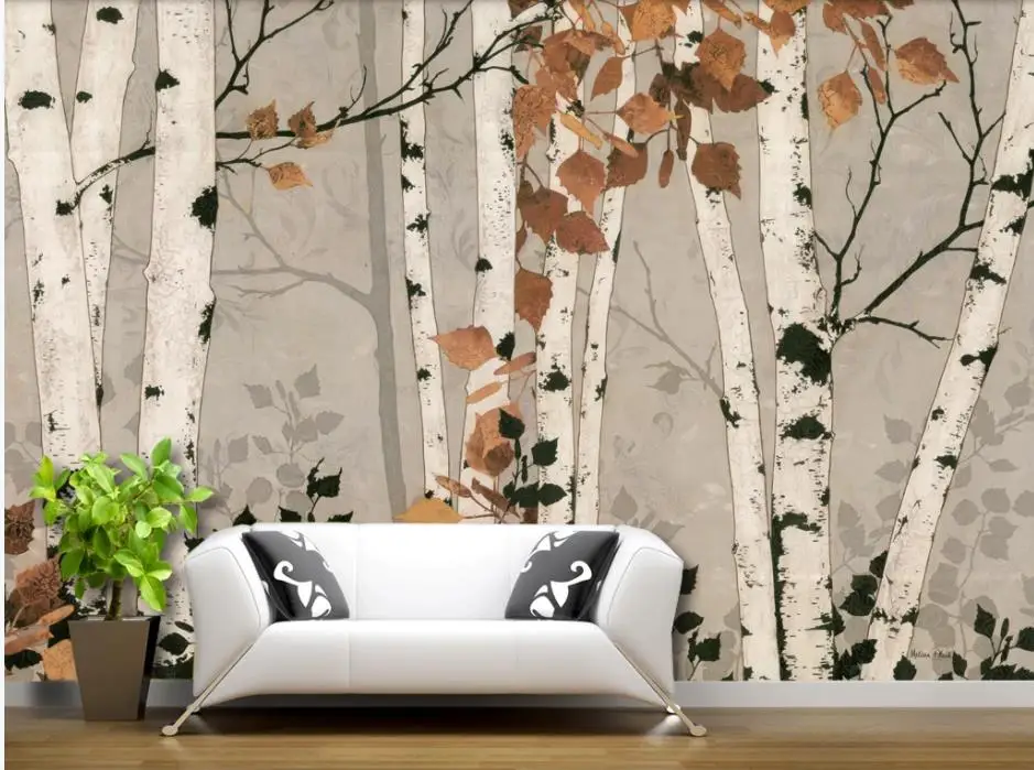 3d murals wallpaper for living room Hand painted forest wallpapers minimalist nature background wall