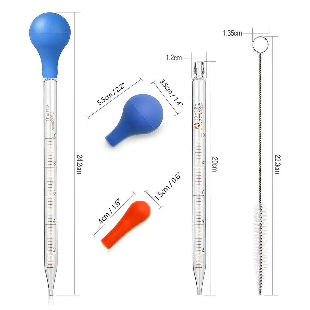 10pcs Rubber Head Glass Dropper Lab Dropper Pipette Glass Pipette Dropper Pipette Lab Supplies With Scale Line Experiment Set