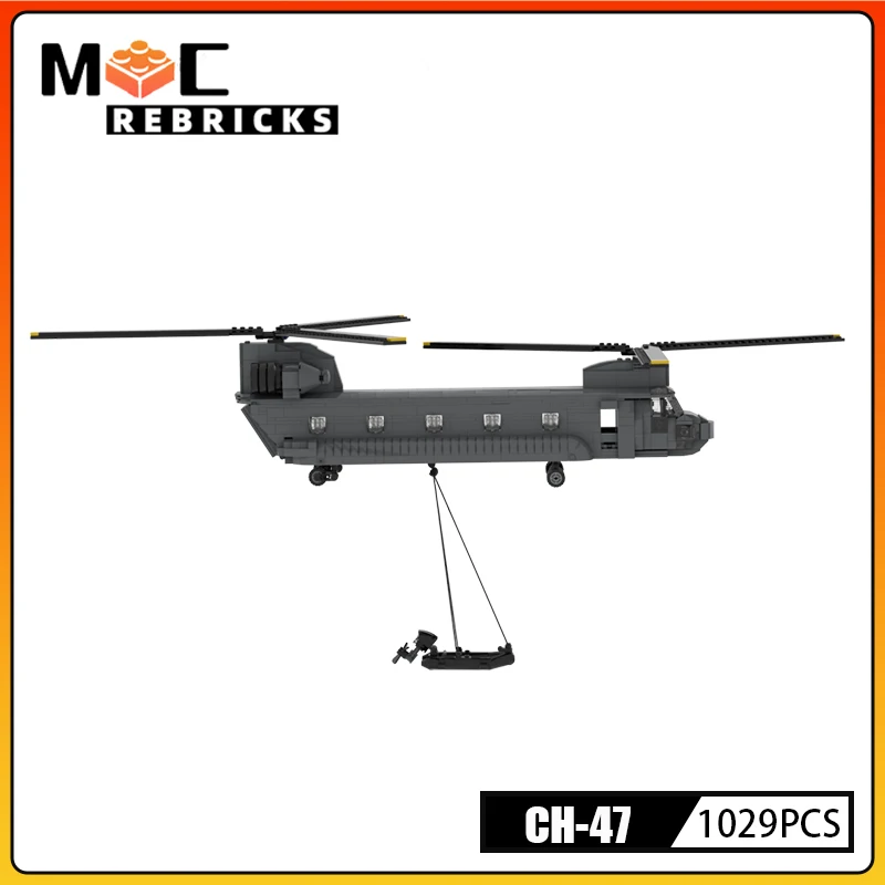 Military Series Beoing-CH-47 Chinook Transport Helicopte MOC Building Block Loadable role Assembly Model Bricks Kit Kid Toy Gift