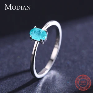 Modian 925 Silber Sterlin Mode ovale Fingerringe für Frauen eleganter Paraiba Turmalin 8 Hauptverkäufe Frauen -LV -Gürtel - №5