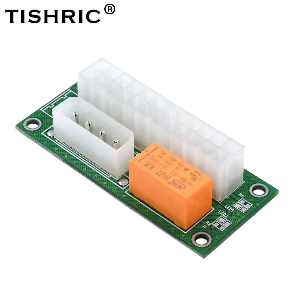 TISHRIC PC Block Synchronizer Add2psu Dual PSU Power Supply Adapter Molex To SATA  ATX 24Pin Riser For Video Card  Miner Mining