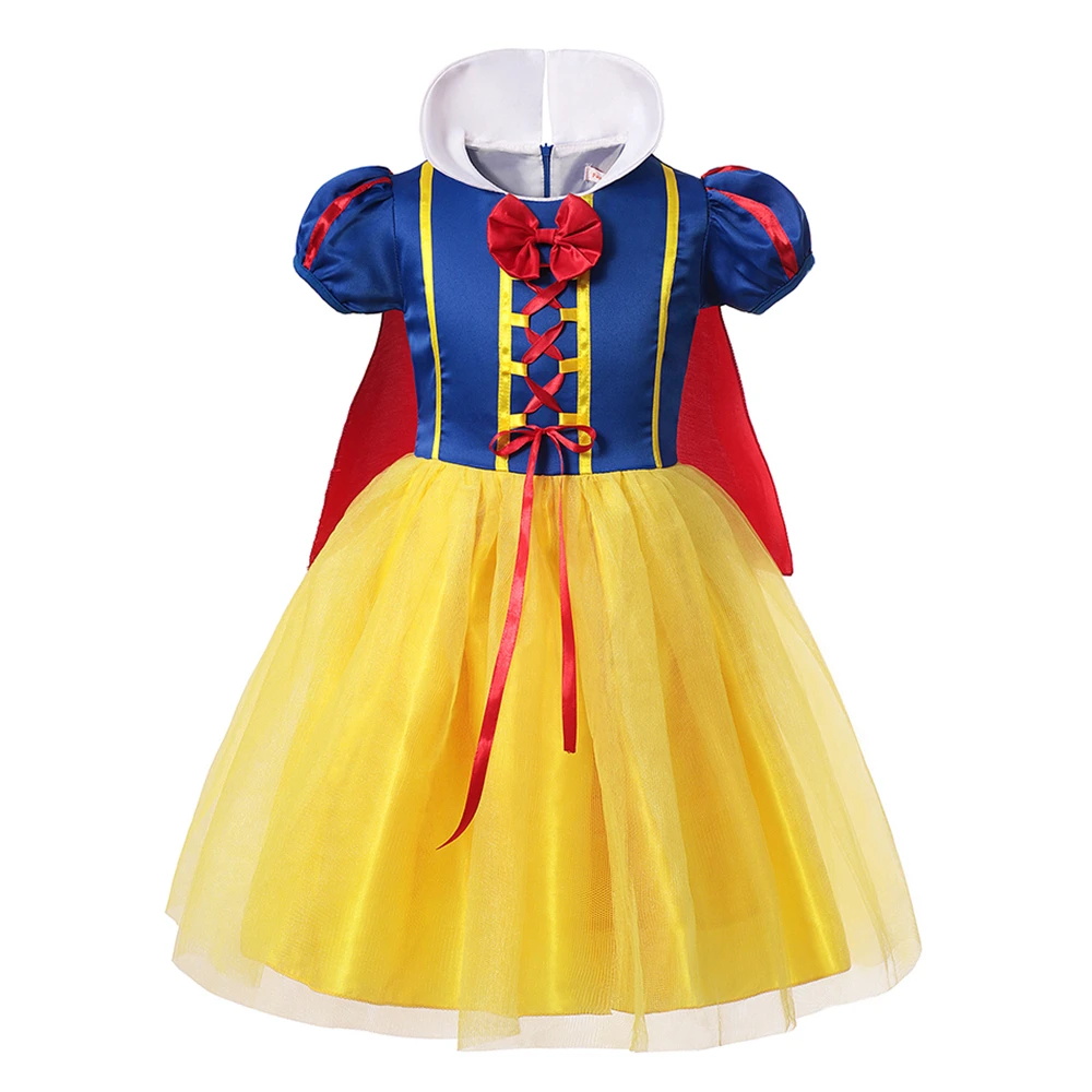 Kids Halloween Party Cosplay Snow White Costume Baby Girl Bow Tangled Ball Gown Clothing Children Wedding Princess Dress 2-12T