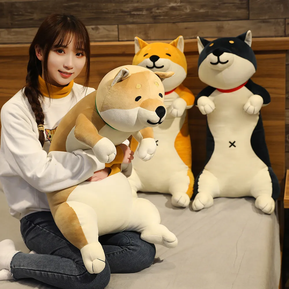 60-120cm Cute Shiba Inu Dog & Cat Plush Toys Stuffed Long Animals Sleep Boyfriend Pillow Doll Office Cushion Kids Girls Gift