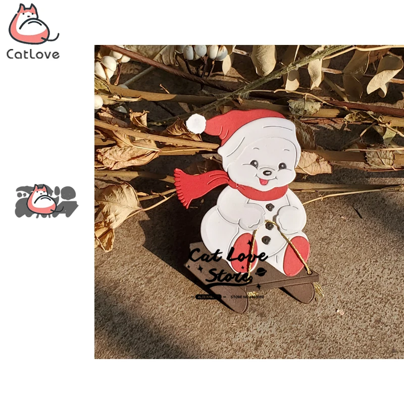 Tobogganing Snowman Metal Cutting Dies Scrapbooking Stencil Die Cuts Card Making Decorative Craft Embossing New Dies For 2019