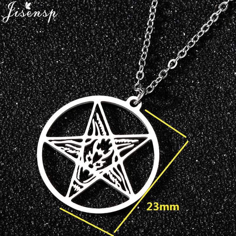 Punk Satanic Symbol Stainless Steel Jewelry Necklace Leviathan Cross Pendant Brimstone Necklaces PIN Lucifer Patch Collares