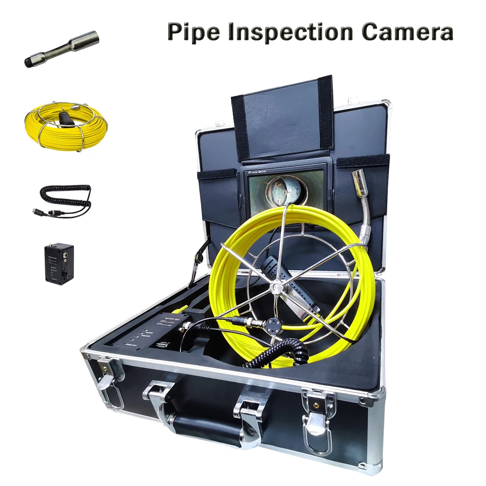 

7inch TFT Color Monitor Sewer Drain Inspection Camera with 12 LED Light Pipe Industrial Endoscope IP68 Waterproof