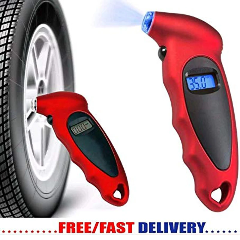 Auto Accessories High Precision Electronic Digital Car Tire Pressure Gauge Digital Tyre Pressure Gauge Presta 150 PSI red