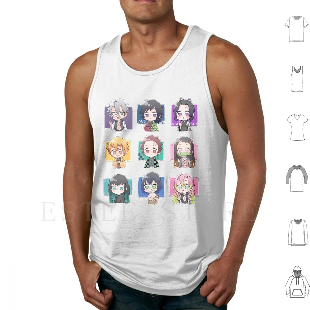 Demon Anime Manga personajes Chibi diseño divertido camisetas sin mangas chaleco sin mangas Anime japonés Manga Kimetsu No Yaiba