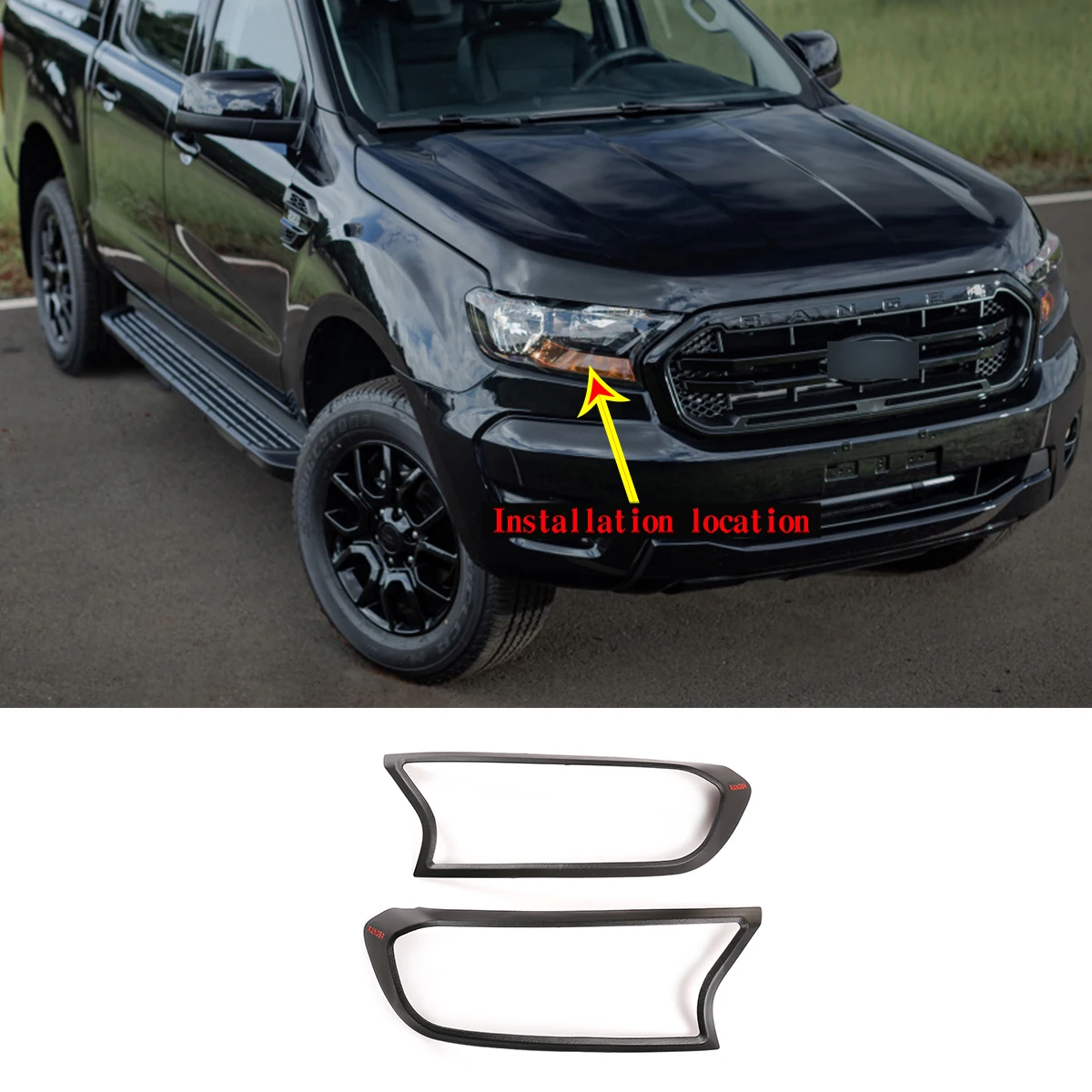 

For 2015-2019 Ford Ranger T6 T7 front fog lamp frame car decoration modification accessories