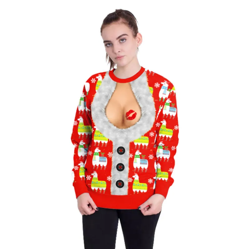 Suéter navideño de Papá Noel para hombre y mujer, Sudadera con capucha de cuello redondo, Retro, Sexy, elegante, nuevo listado