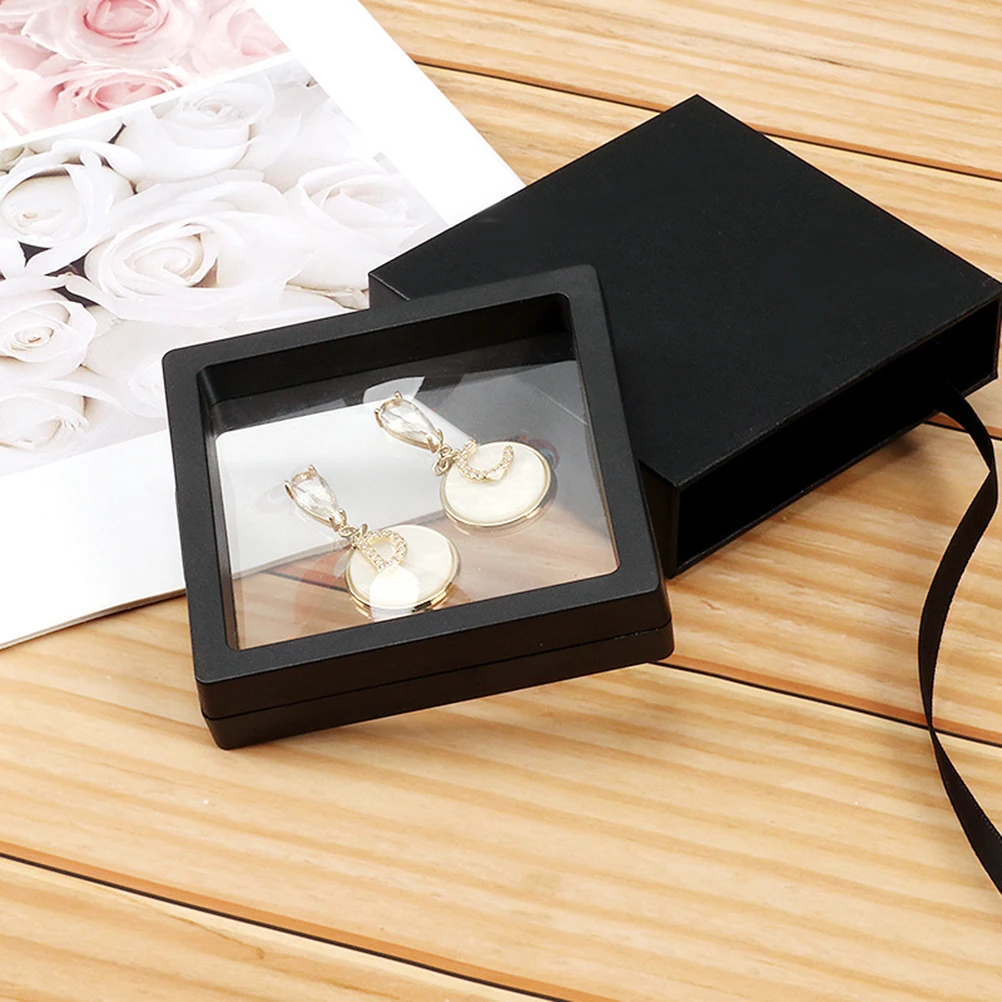 Transparent PE Film Jewelry Storage Box for Brooch Coin Gems Jewelry Storage Box Dustproof Display Decoration Ring Case