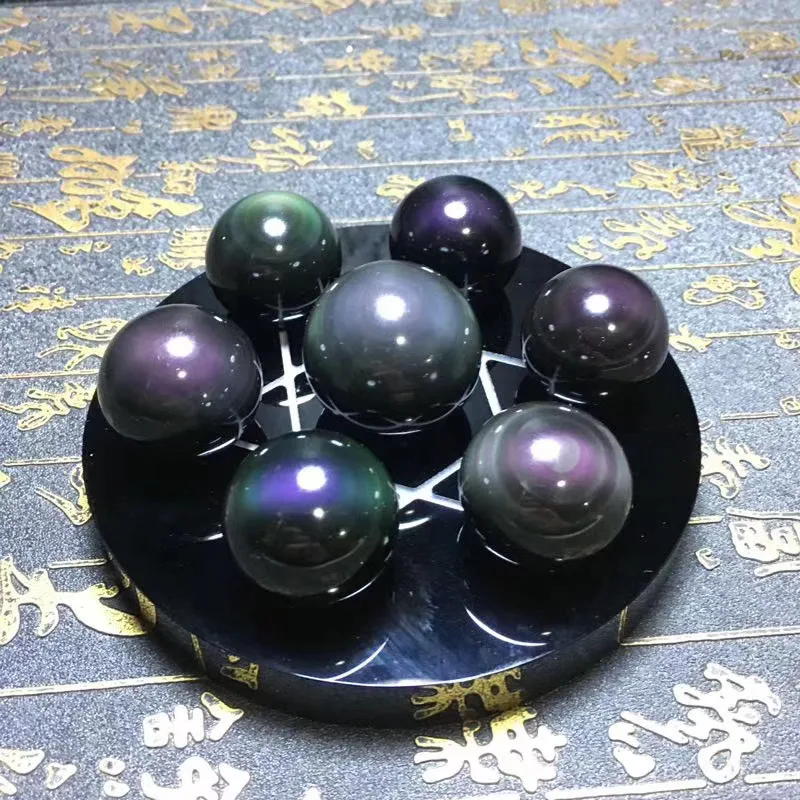 Natural Obsidian Rainbow Eye Seven Star Array Decoration, The Town House, Evil, Meditation