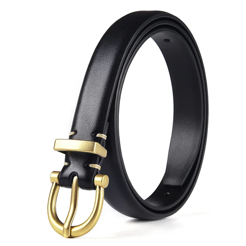 Jeans Fashion Professional 100% Genuine Leather Belt for Women Fine Decorative Cowhide Ins Wind Simple Korean Black Belt