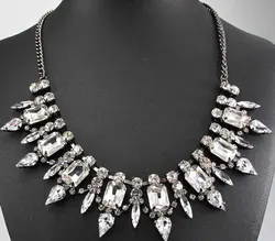 Newest particular Gorgeous Fashion Jewelry White glass crystal Department Statement Necklace Choker Necklaces Pendants Q373