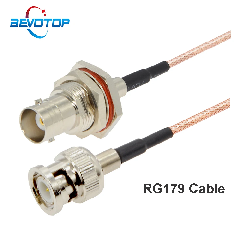 10pcs/lot RG179 Pigtail BNC Male to BNC Female Bulkhead Jack 75Ohm RF Coaxial Extension Cable Jumper for SDI Vedio CCTV Camera