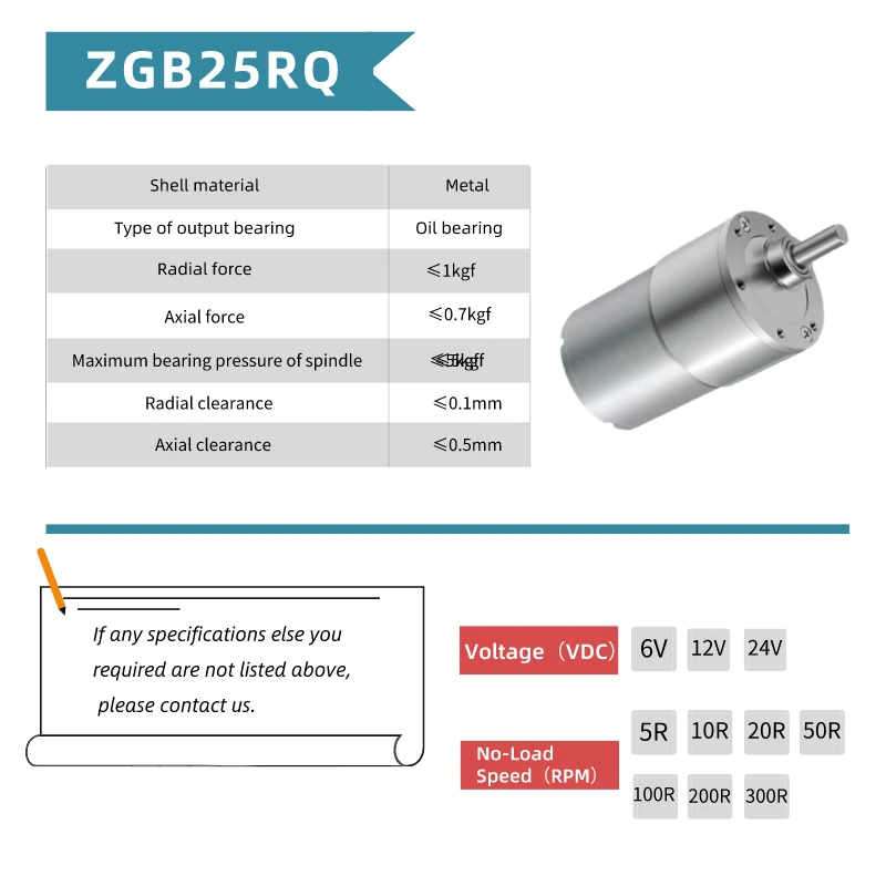 CHANCS-Motor de engranaje ZGB25RQ, 6V/12V/24V con eje de salida excéntrico, engranaje eléctrico Reversible de alto par