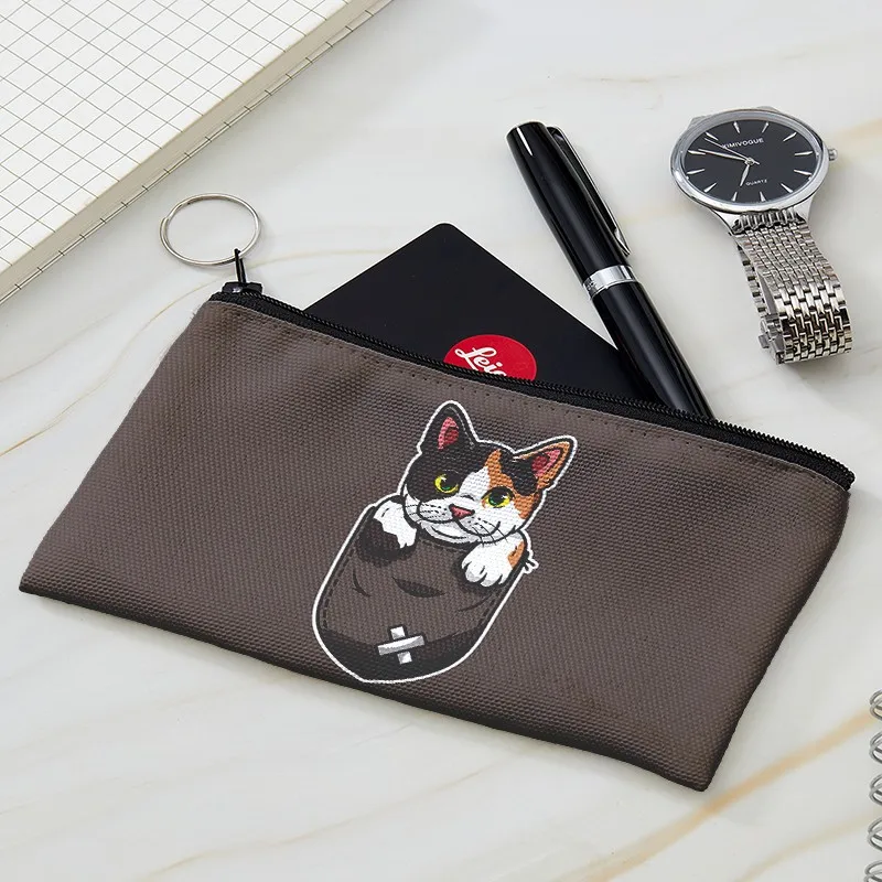 

Printing Women And Men Cute Cat in pocket Coin Purse Lady Girls Wallet Canvas Small Bag With A Zipper For Kids Fashion NEW