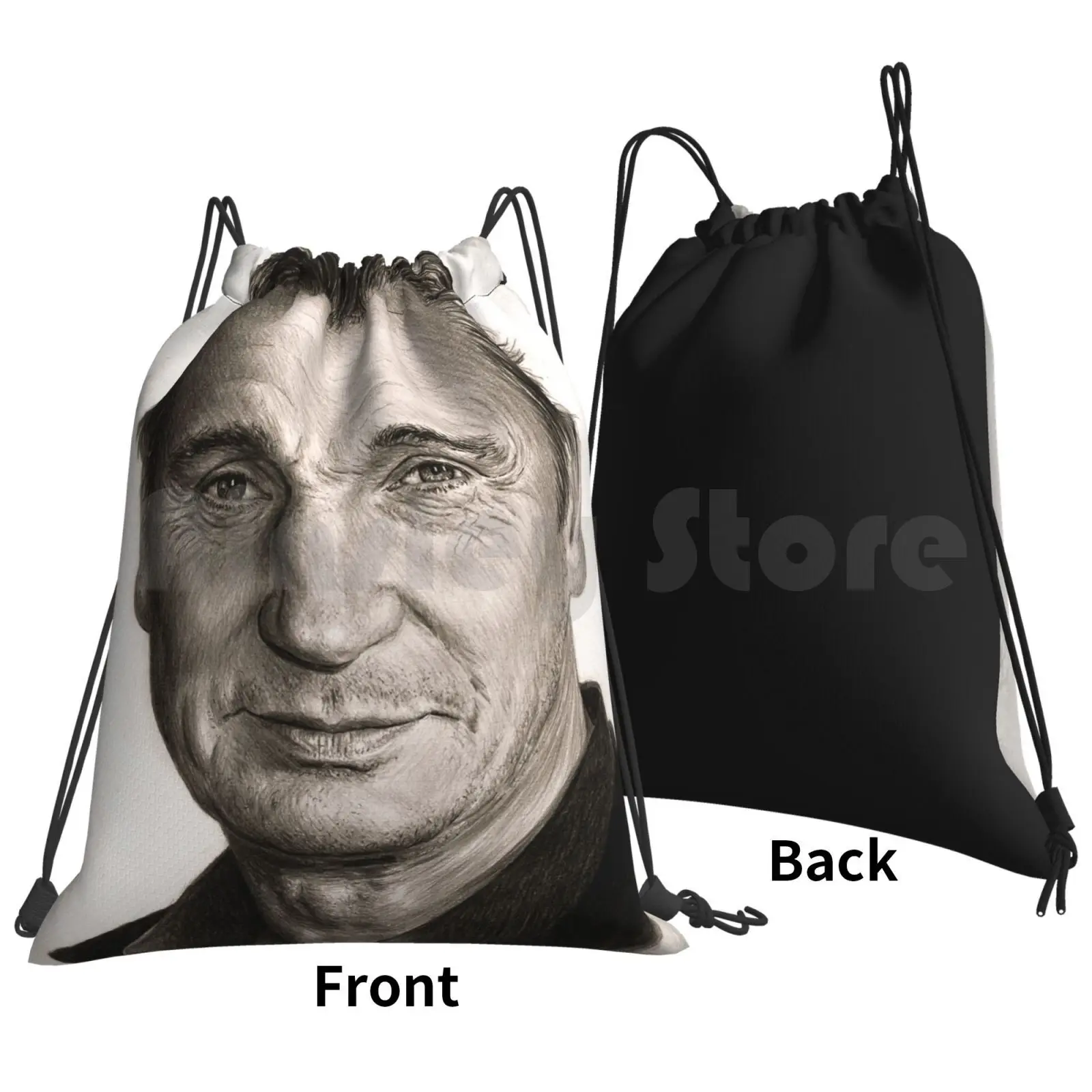 Liam Neeson Backpack Drawstring Bags Gym Bag Waterproof Liam Neeson Celebrities Celebrity Famous Faces People Face