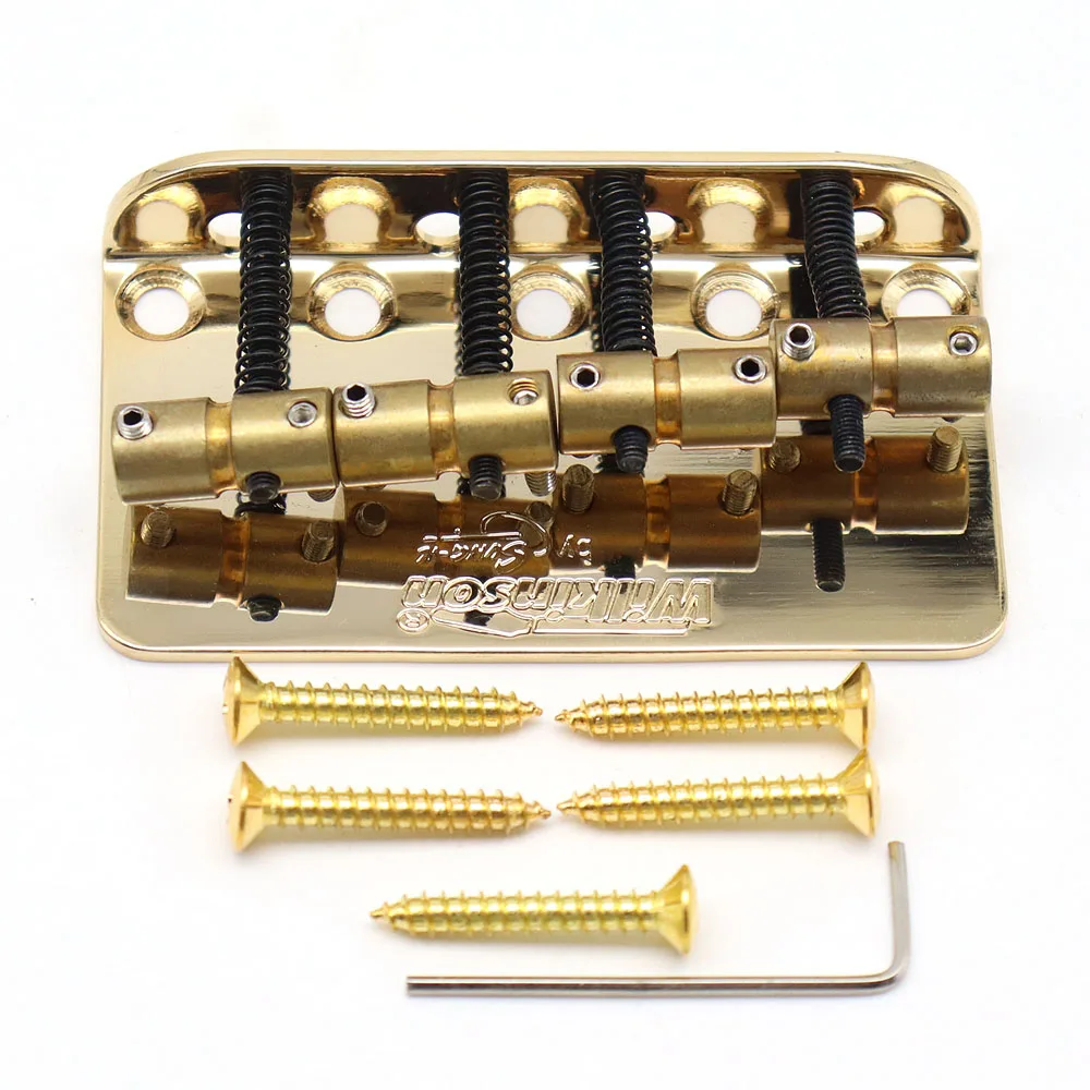 1set Electric Guitar Bridge 4 string Bass Bridge Brass Saddles Steel Plate Precision Wilkinson WBBC