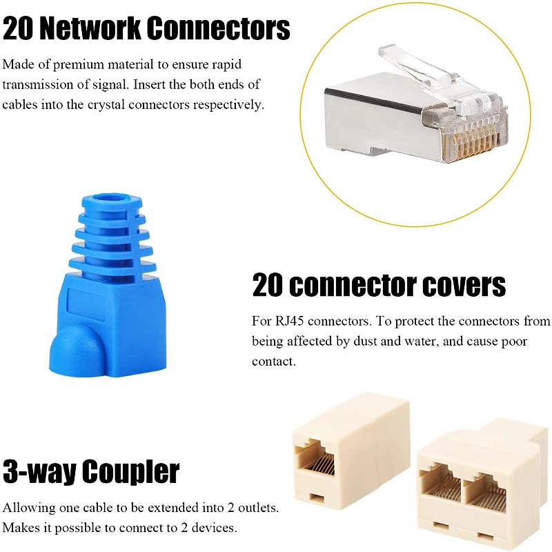 Htoc 9 em 1 kit de ferramentas de reparo de manutenção do computador rede crimp cabo friso alicate testador conectores para rj45/11/12