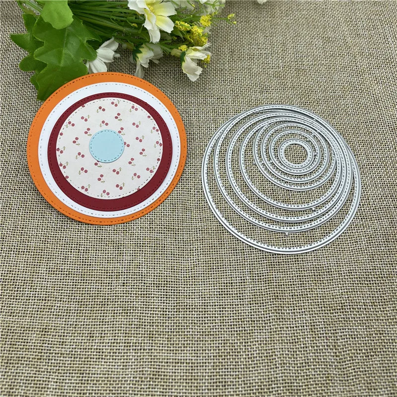 8pcs Circles Metal stencil mold Cutting Dies decoration scrapbook die cuts Album Paper Craft Embossing DIY Card Crafts