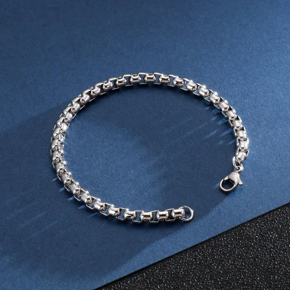 2/2.5/3/4/5/6/7mm Square Link Chain Bracelet Men Women Stainless Steel Jewelry