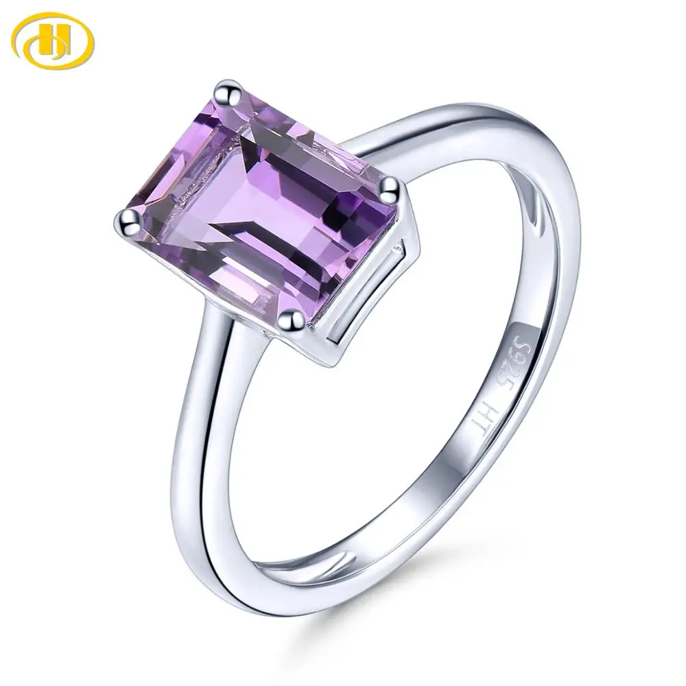 

Natural African Amethyst Silver Women's Ring 2.39 Carat Octagon Cut Purple Crystal Classic Design Women Birthday Christmas Gift