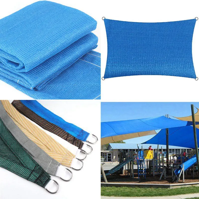 Thicken Blue HDPE Arc Rectangle Shade Sail Garden Terrace Canopy Swimming Pool Sun Shade Net Camping Hiking Yard Sail Awning