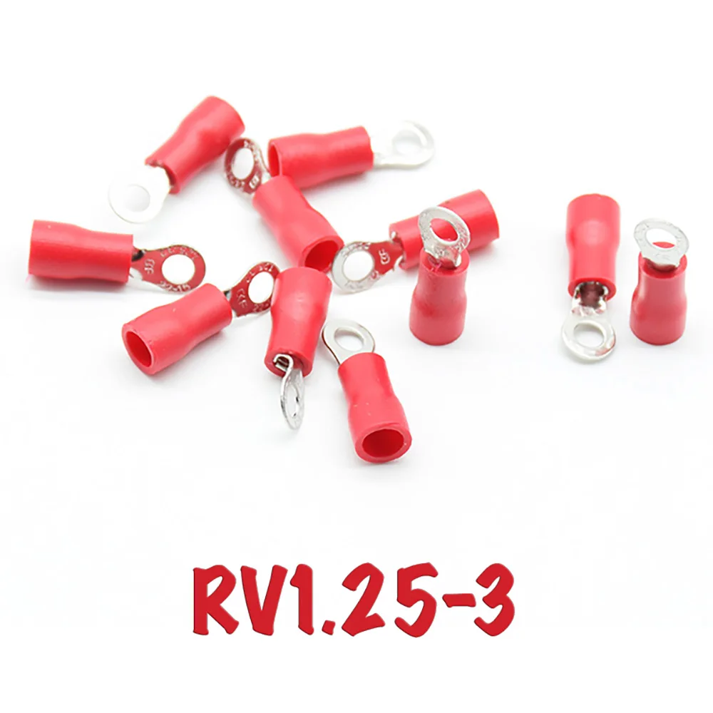 Crimping insulated ring lugs, terminals for wires, type O, RV1.25 (3mm, 4mm, 5mm 6mm 8mm, 10mm, 12mm) 50 pieces