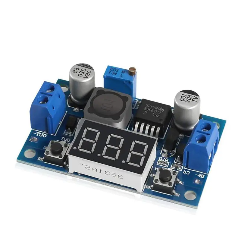 LM2596 Adjustable Voltage Regulator 4.0-40V to 1.25-37V DC 36V 24V 12V to 5V 2A Step-Down Power Module + Red Voltmeter Display