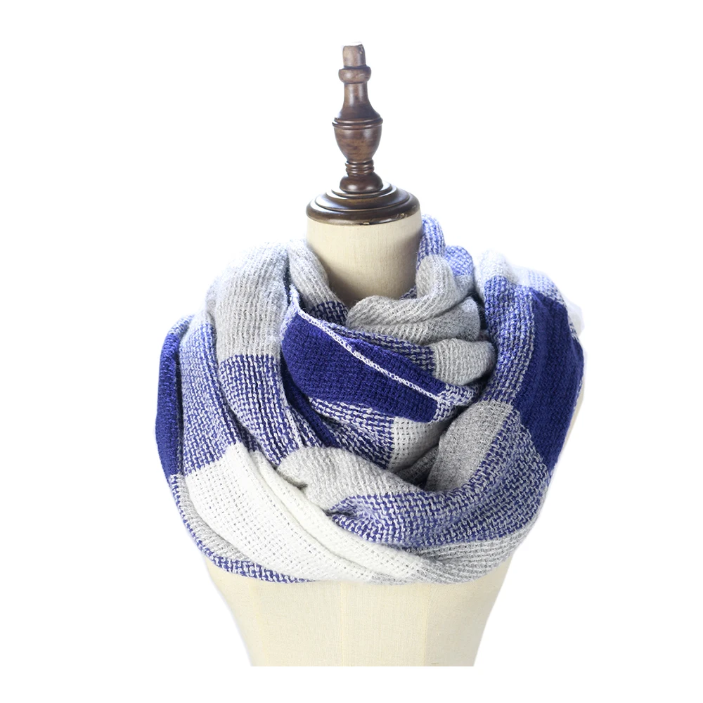 шарф Scarf Three Color Plaid Wraps Round Mujer Soft Bandana Warm женский зимний снуд капор на голову Ring Scarfs