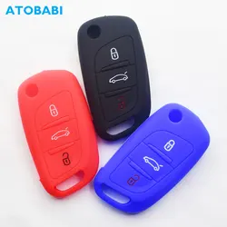 Silicone Car Key Cases Skin For Citroen C4 C-Elysee 2014 2015 2016 2017 Peugeot 3 Buttons Folding Remote Control Protector Cover