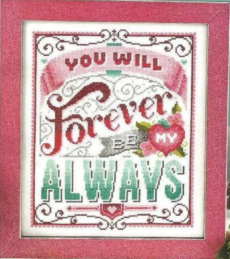 Forever be my always cross stitch package cartoon word 18ct 14ct 11ct cloth cotton thread embroidery DIY handmade needlework