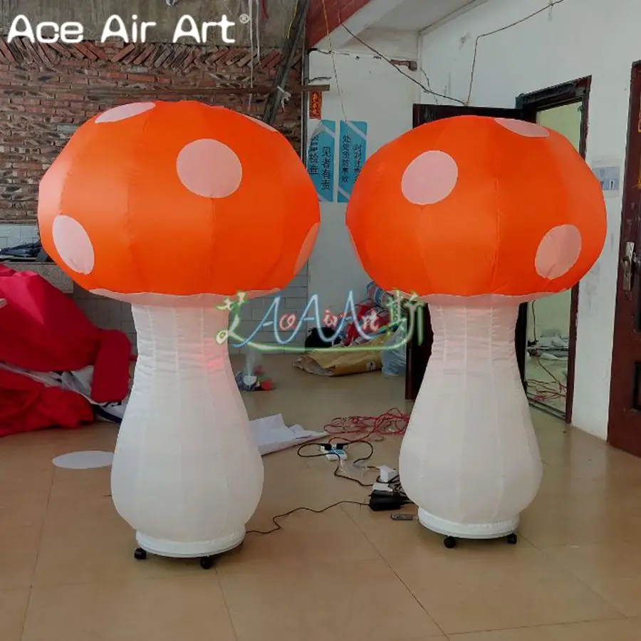 1.5m High Beautiful Big Balloon Inflatable Mushroom Led Plant Model For Party And Home Decoration