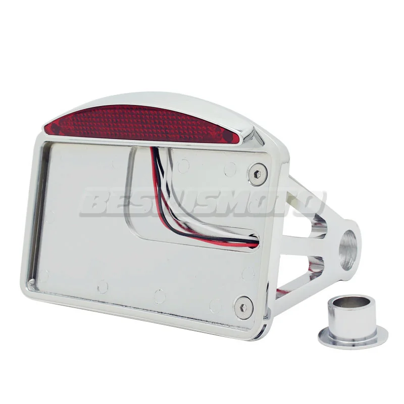 Motorcycle License Plate LED Tail Light Horizontal Side Mount Bracket Holder For Harley Bobber Chopper Custom Touring Universal