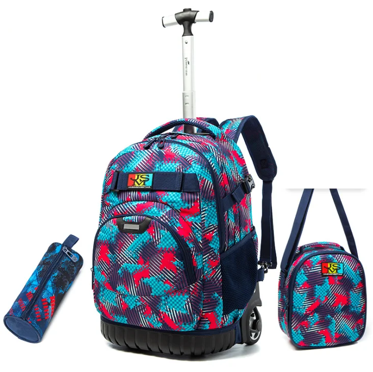 school Rolling backpack Kids 18 Inch School Trolley Bags Wheeled Backpack Bag for Children Travel Trolley Bag for Teenagers