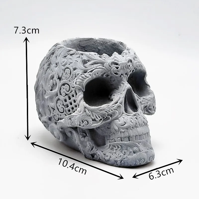 Molde de silicona para jarrón de calavera exquisito de primera calidad, herramienta de decoración Interior para maceta de yeso de resina de hormigón DIY versátil