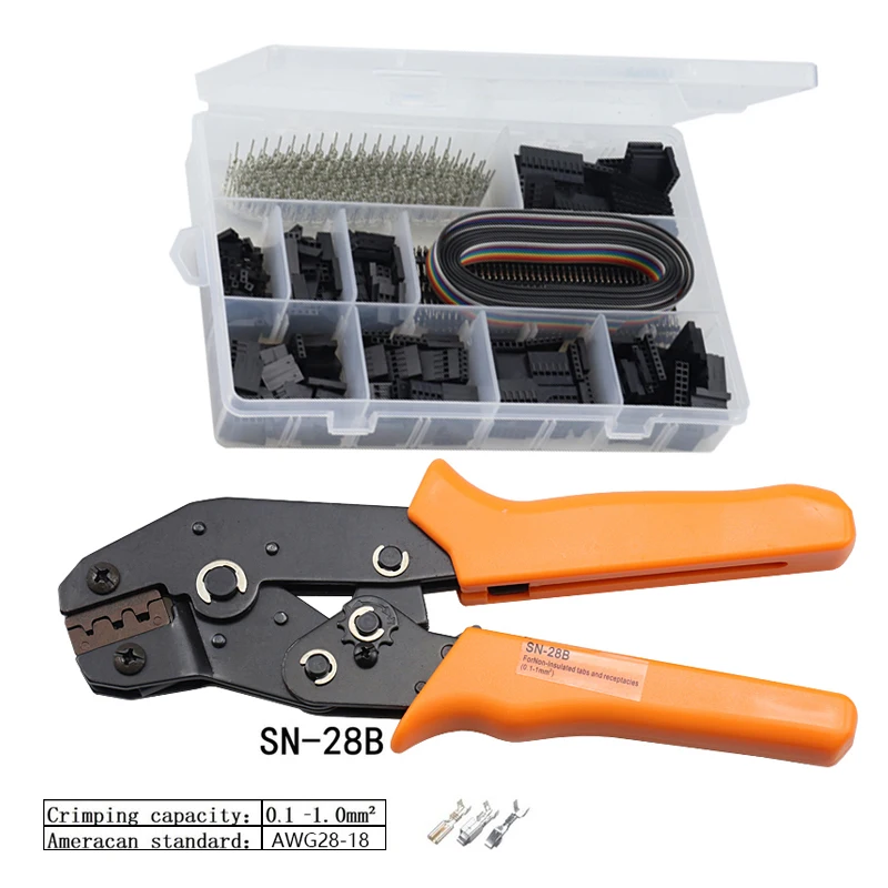 

Terminals Wire Crimping Pliers DuPont 2.54/2.8/3.0/3.96/4.8Spring Terminal SN28B Ratchet Crimping Plier Terminals Clamp Kit Tool