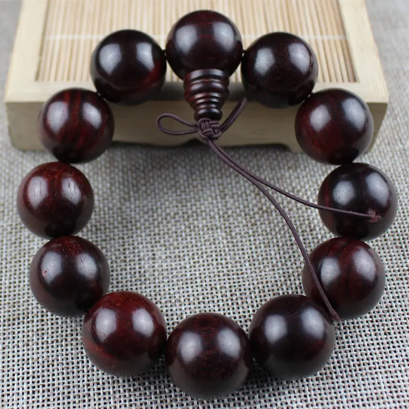 India Small Leaf Red Sandalwood Bracelet 2.0 Solid Wood Beads Men and Women Jewelry