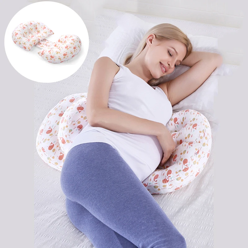 Almohada de maternidad de cintura de algodón para mujeres embarazadas, almohada de embarazo, almohadas de cuerpo completo en U para dormir, cojín de