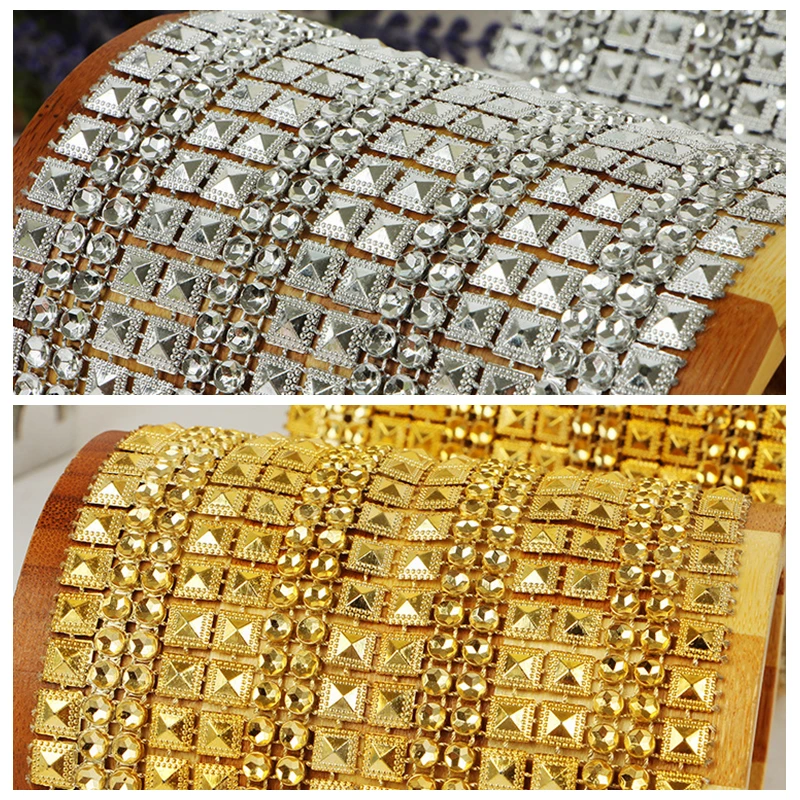 16 Rows Diamond Rhinestone Mesh Tape Roll Ribbon Bling Bling Wrap Bulk For Wedding Cakes Party Supplies Wedding DIY Decorations