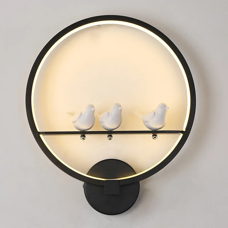 Modern Black White LED Wall Lamps Bird Angel Lovers Kids Aluminum Decorative Interior Living Room Dining Room Corridor Lighting