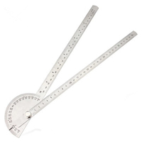 180 Degree 250 x 300mm Stainless Steel Adjustable Double-arm Angle Ruler with Round Head Rotary Protractor steel goniometer
